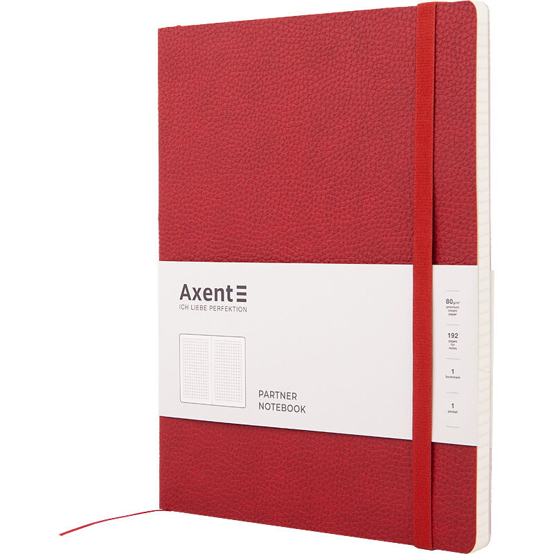 Книга записная Axent Partner Soft L 12.5х19.5 см, 96 листов, клетка, красная - №2