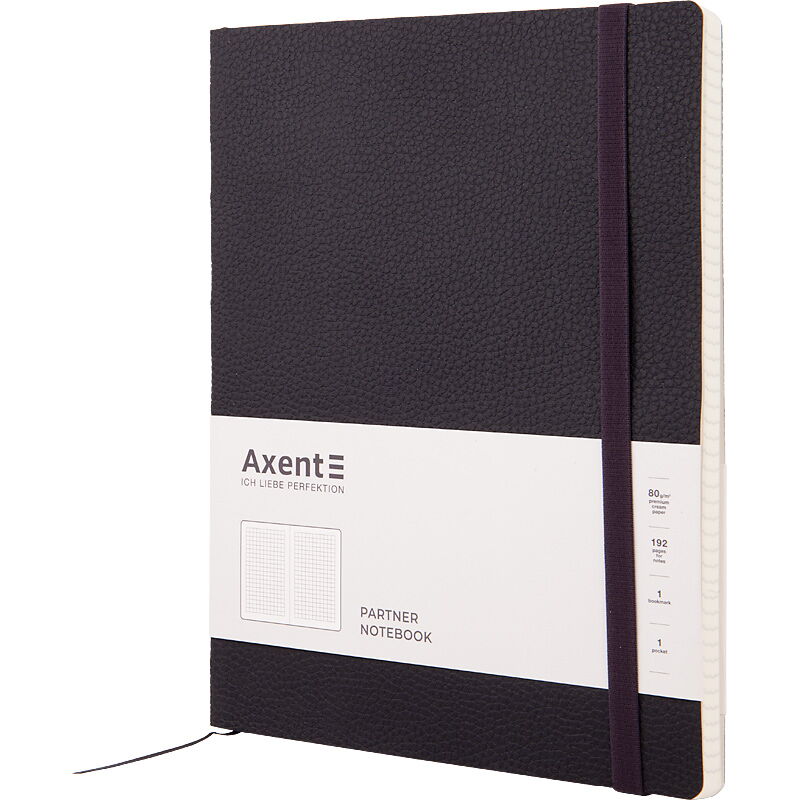Книга записная Axent Partner Soft L 12.5х19.5 см, 96 листов, клетка, черная - №2