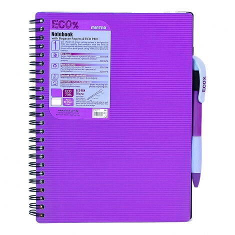 Блокнот MINTRA Eco Pen A5, 80 листов, линия, фиолетовый - №1