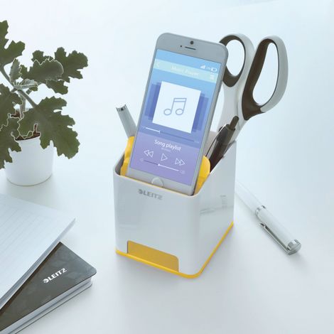 Подставка для ручек и смартфона с функцией усиления звука Leitz WOW, желтая - №3