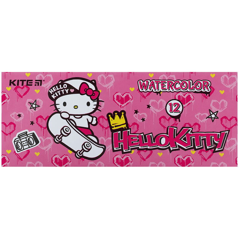 Фарби акварельні KITE Hello Kitty без кисті, 12 кольорів