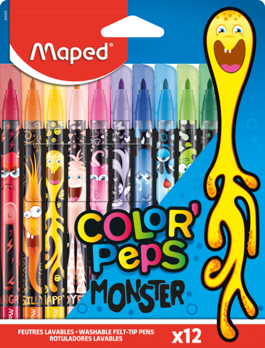 Фломастери Maped COLOR PEPS MONSTERC, 12 кольорів