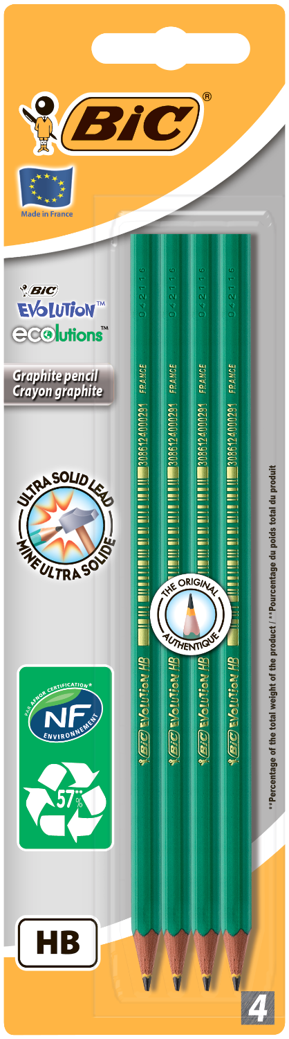 Набір олівців графітних BIC Evolution, НВ, 4 шт