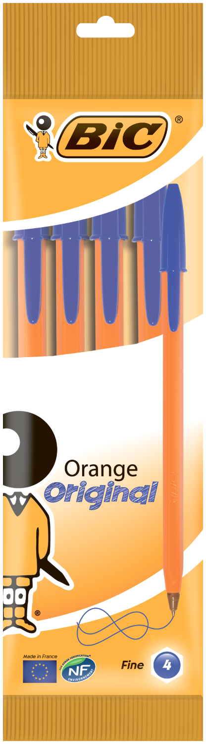 Набор ручек шариковых BIC Orange 0.3 мм, синий, 4 шт - №1