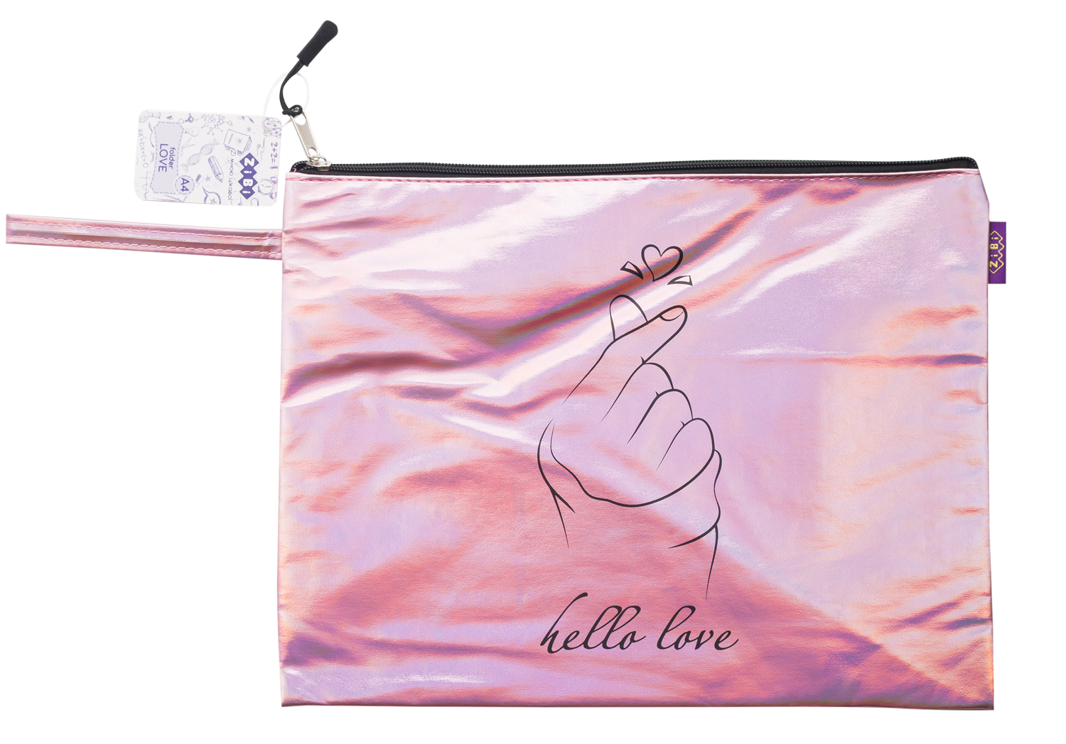 Папка на молнии ZiBi LOVE А4, розовая