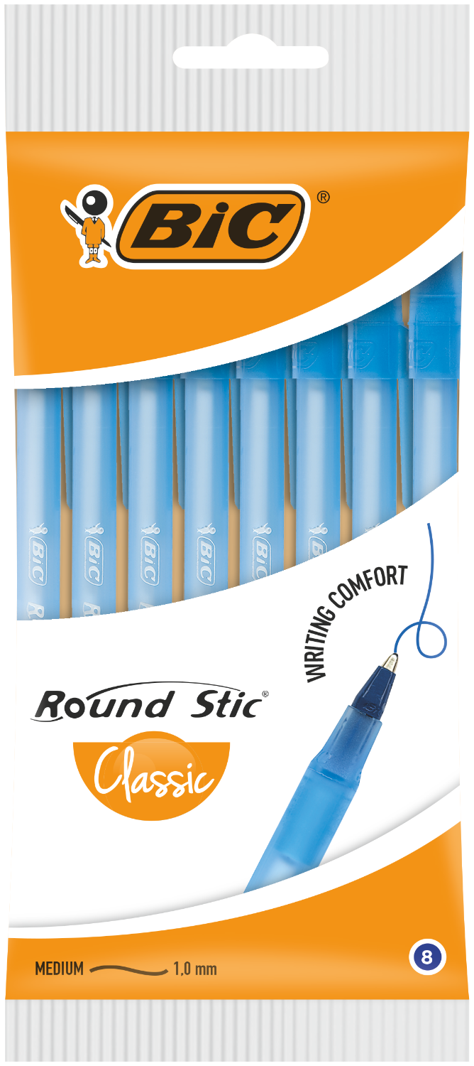Набір ручок кулькових BIC "Round Stic" 0.30 мм, синій, 8 шт