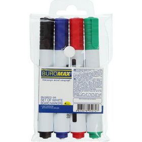 Набор маркеров для досок Buromax JOBMAX, 2-4 мм, 4 шт, ассорти