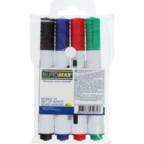 Набор маркеров для досок Buromax JOBMAX, 2-4 мм, 4 шт, ассорти - №1