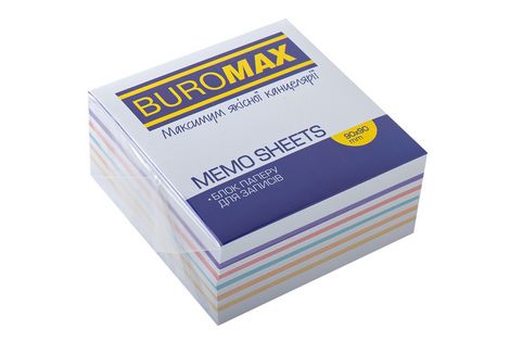 Блок бумаги для заметок Buromax Радуга 90х90х40 мм, не склеенный - №1