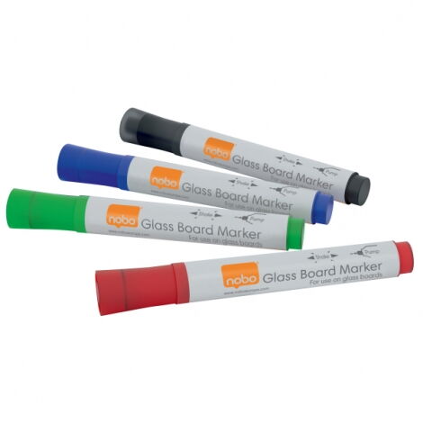 Набор маркеров для досок NOBО Glass Whiteboard, 4 шт, ассорти - №1