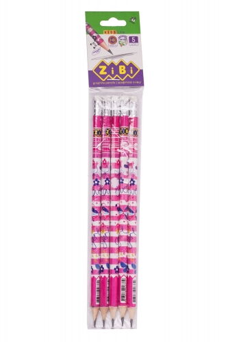 Набор карандашей графитных с резинкой ZiBi KIDS Line FLOWERS, HB, 5 шт - №1