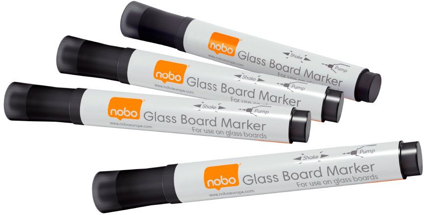 Набор маркеров Glass Whiteboard Marker, 4 шт, черные - №1