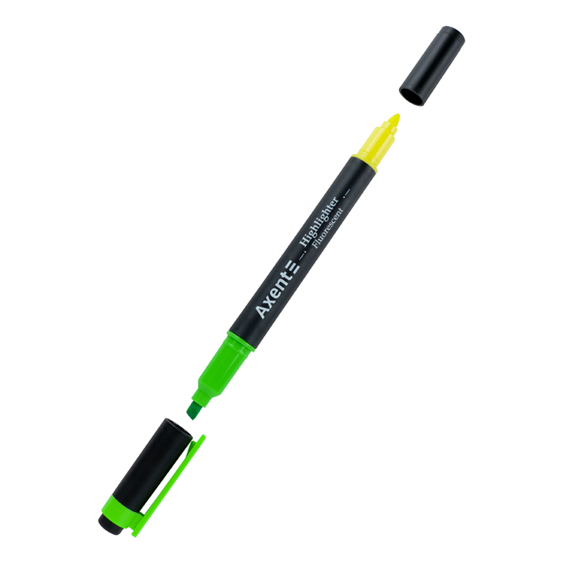 Маркер Axent Highlighter Dual 2534-A, 2-4 мм, зелений+жовтий