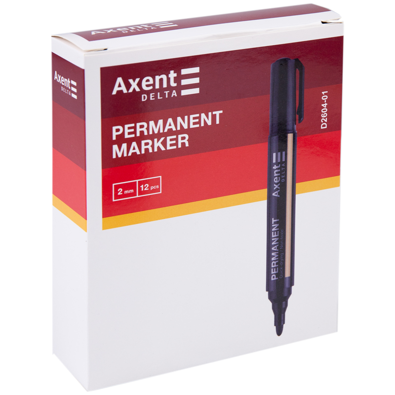 Маркер Axent Permanent D2604 Standard, 2 мм, чорний - №2