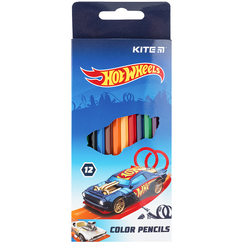 Карандаши цветные KITE Hot Wheels, 12 цветов