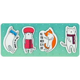 Закладки пластикові із клейким шаром KITE Cats, 35х50 мм, 4х20 шт, ассорти