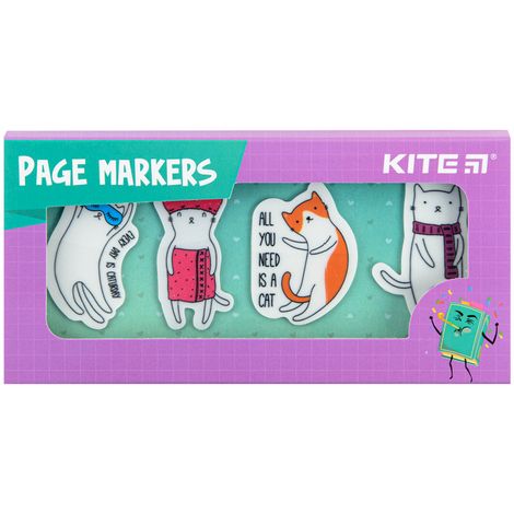 Закладки пластиковые с клейким слоем KITE Cats, 35х50 мм, 4х20 шт, ассорти - №2