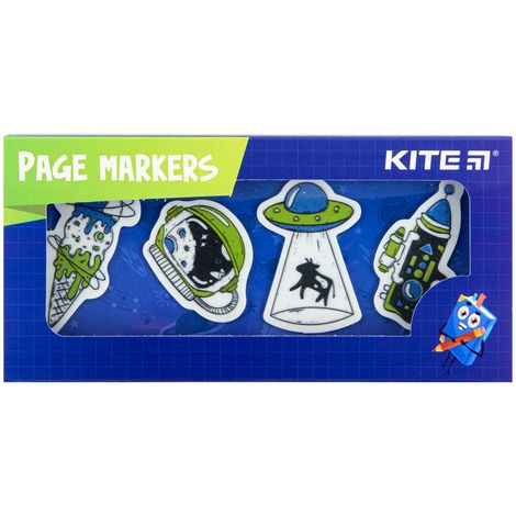 Закладки пластиковые с клейким слоем KITE UFO, 35х50 мм, 4х20 шт, ассорти - №2