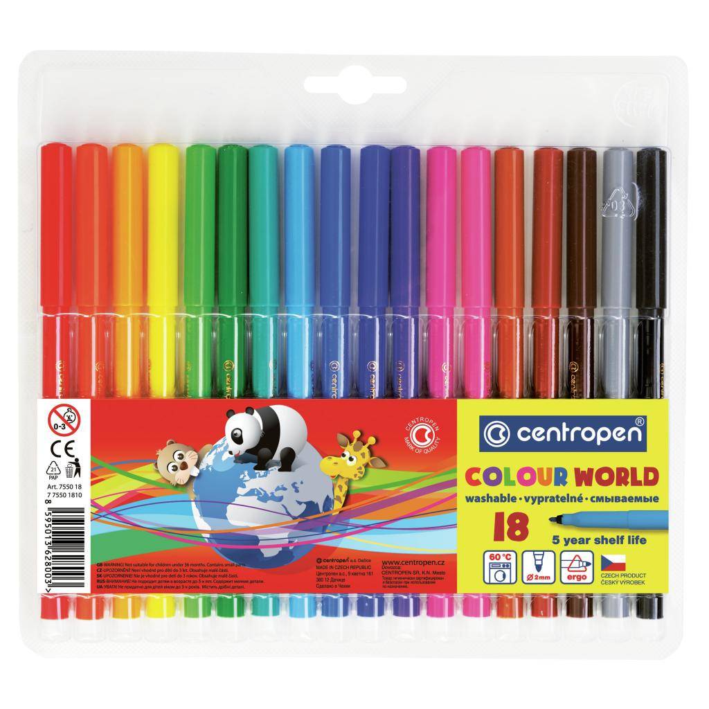 Фломастери Colour World 7550/18, Centropen, 18 кольорів