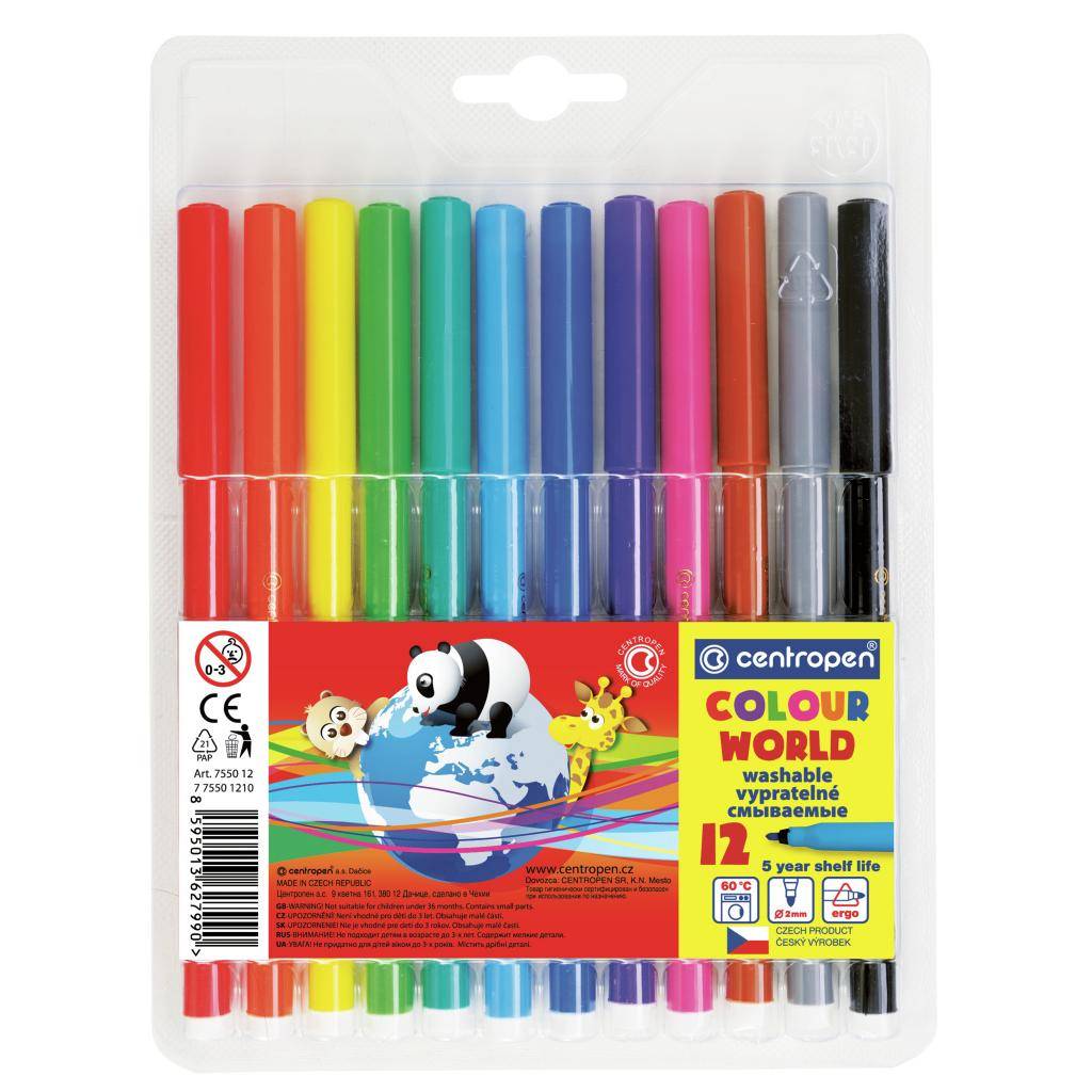 Фломастери Colour World 7550/12, Centropen, 12 кольорів
