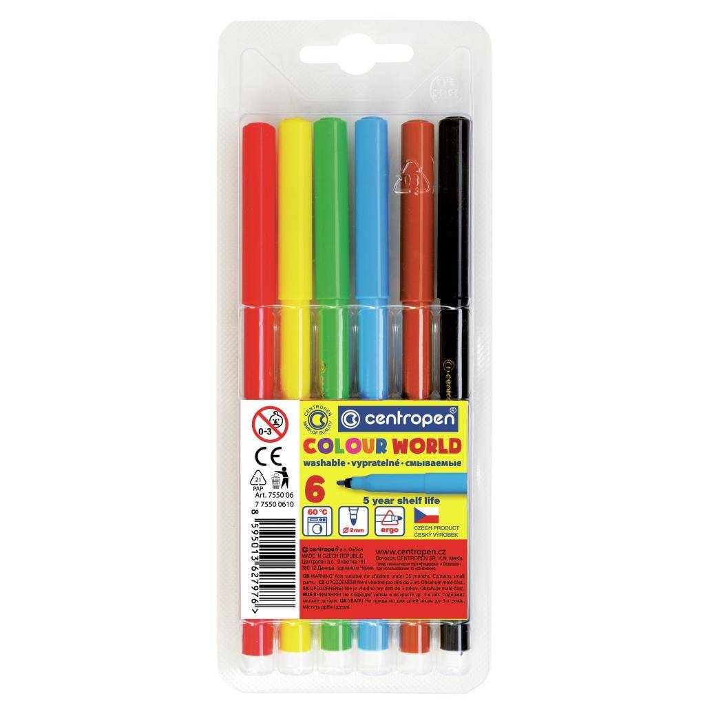 Фломастери Colour World 7550/06, Centropen, 6 кольорів