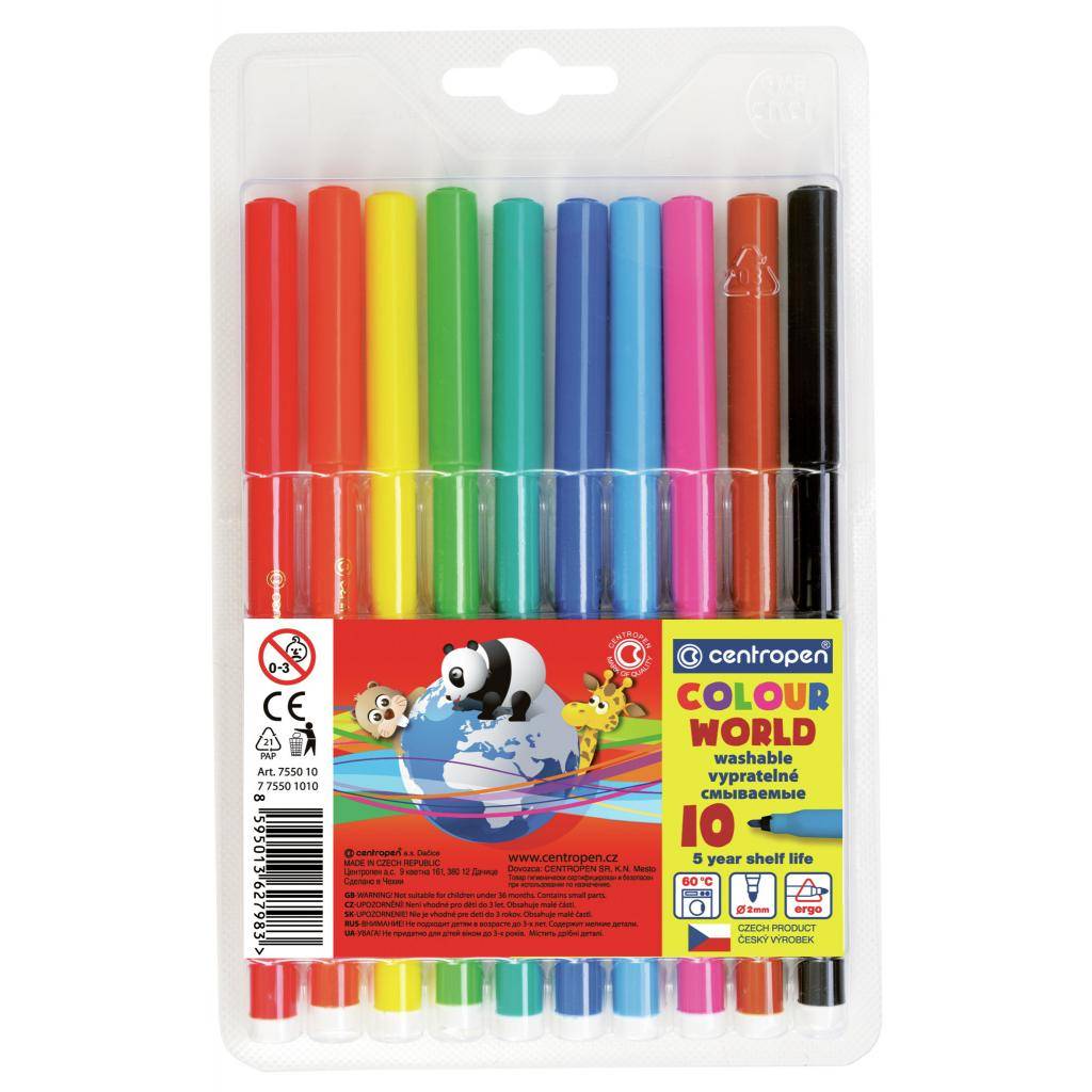 Фломастери Colour World 7550/10, Centropen, 10 кольорів