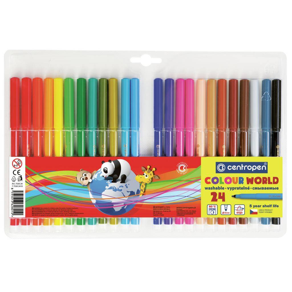Фломастери Colour World 7550/24, Centropen, 24 кольору