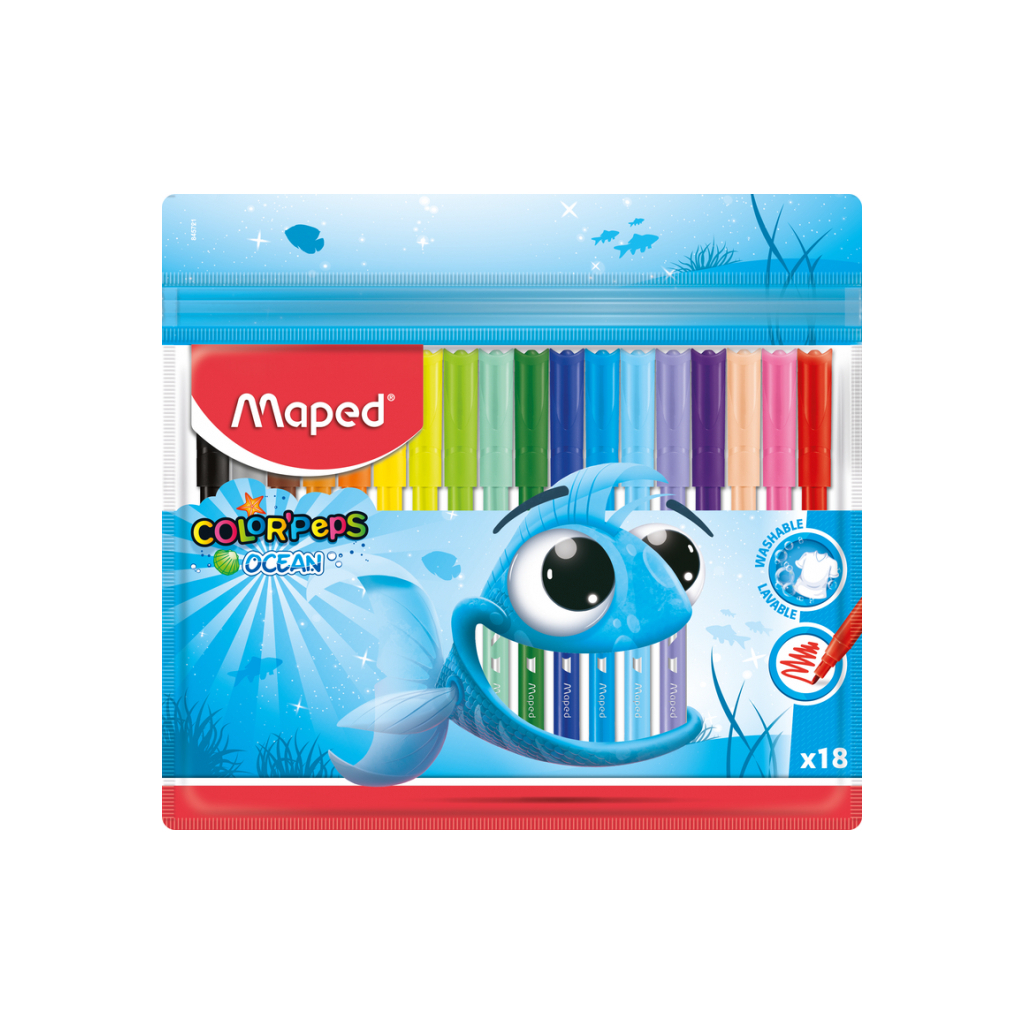 Фломастеры COLOR PEPS Ocean, Maped, 18 цветов