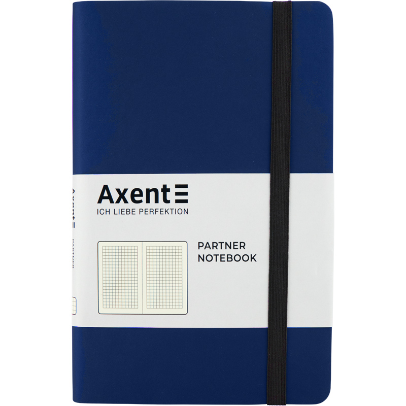 Книга записная Axent Partner Soft, 12,5х19,5 см, клетка, синяя - №1