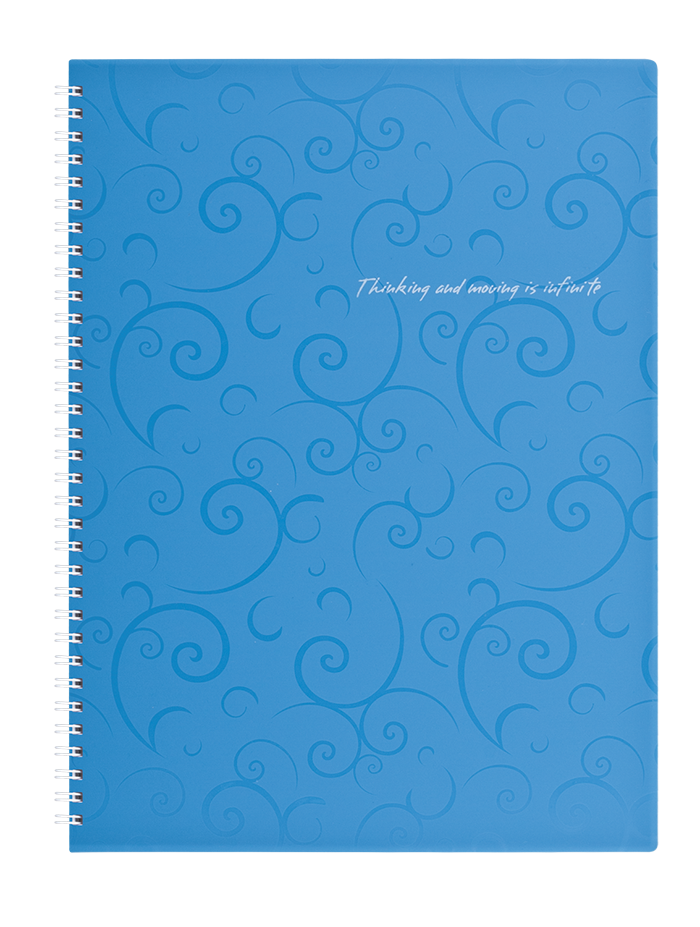 Бізнес-зошит на пружині Barocco А4, 80 аркушів, клітинка, пластикова обкладинка, блакитний