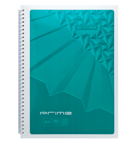 Тетрадь для записей Buromax PRIME А4, 96 листов, клетка, бирюзовая - №1