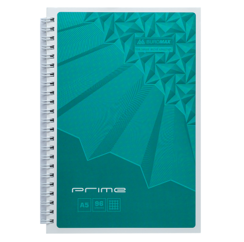 Тетрадь для записей Buromax PRIME А5, 96 листов, клетка, бирюзовая