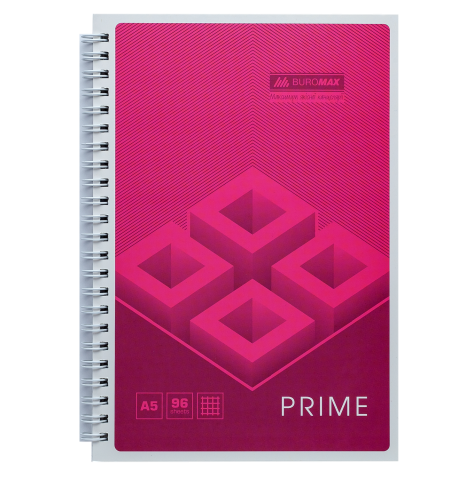 Тетрадь  для записей Buromax PRIME А5, 96 листов, клетка, розовая - №1