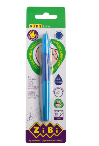 Ручка шариковая для левши с резиновым грипом  ZiBi KIDS Line 0.7, синий - №2