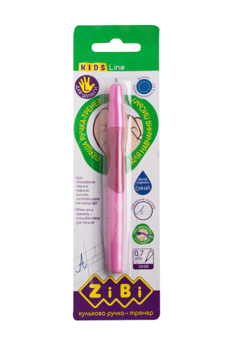 Ручка шариковая для левши с резиновым грипом  ZiBi KIDS Line 0.7, синий - №3