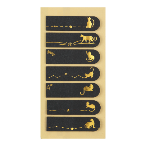 Закладки бумажные BLACK, с клейким слоем, 45x12 мм, 7 диз. по 25 л., тиснение золотой фольгой, KID - №1