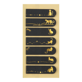 Закладки паперові BLACK, з клейким шаром, 45x12 мм, 7 диз. по 25 арк., тиснення золотою фольгою, KID