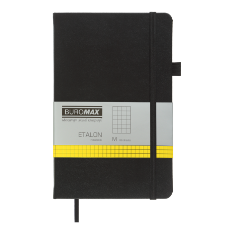 Книга записная Buromax ETALON 12.5х19.5 см, 96 листов, клетка, черный - №1