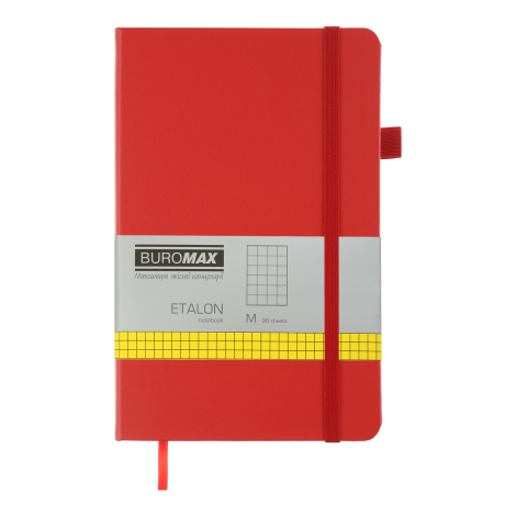 Книга записная Buromax ETALON 12.5х19.5 см, 96 листов, клетка, красный - №1