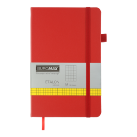 Книга записная Buromax ETALON 12.5х19.5 см, 96 листов, клетка, красный