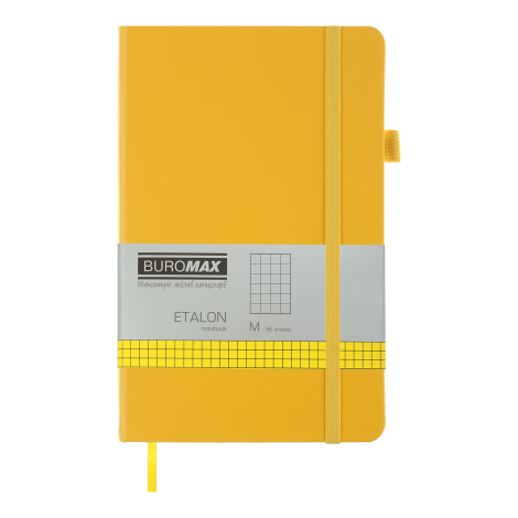 Книга записная Buromax ETALON 12.5х19.5 см, 96 листов, клетка, желтый - №1