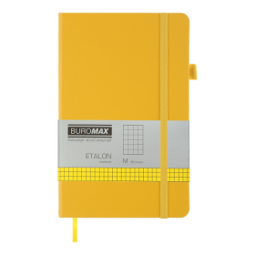 Книга записная Buromax ETALON 12.5х19.5 см, 96 листов, клетка, желтый