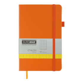 Книга записная Buromax ETALON 12.5х19.5 см, 96 листов, клетка, оранжевый
