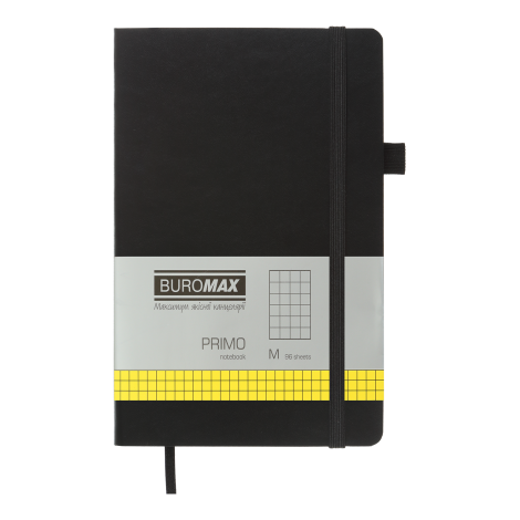 Книга записная Buromax PRIMO 12.5х19.5 см, 96 листов, клетка, черный - №1