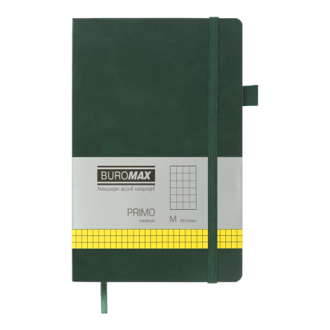 Книга записная Buromax PRIMO 12.5х19.5 см, 96 листов, клетка, зеленый - №1