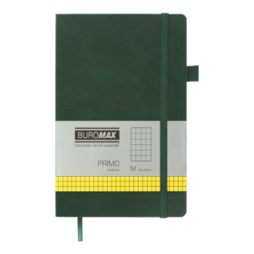 Книга записная Buromax PRIMO 12.5х19.5 см, 96 листов, клетка, зеленый