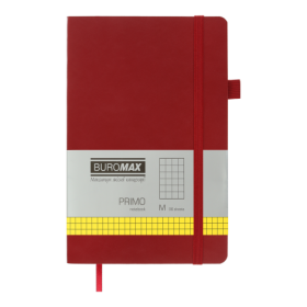 Книга записная Buromax PRIMO 12.5х19.5 см, 96 листов, клетка, бордовый