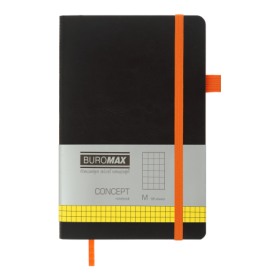Книга записная Buromax CONCEPT 12.5х19.5 см, 96 листов, клетка, оранжевый