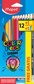 Карандаши цветные Maped STRONG, 12 цветов + 1 графитный карандаш + 1 точилка