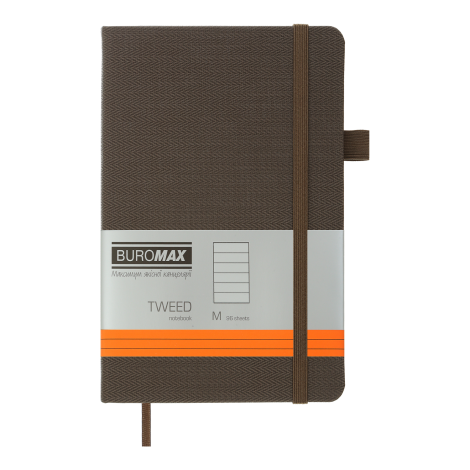 Книга записная Buromax TWEED 12.5х19.5 см, 96 листов, линия, серый - №1